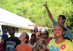VIERS manager Randy Fish points out trees to campers. VIERS manager Randy Fish points out trees to campers.